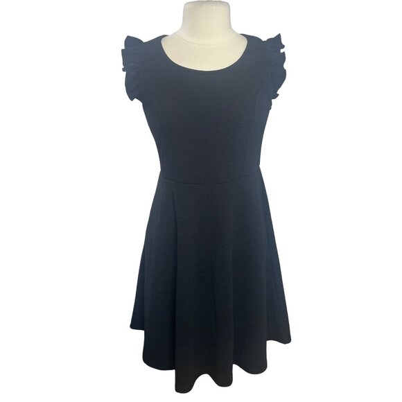 Caution To The Wind Dress Womens Large Black Ruffle Sleeve Black New WOT - Picture 1 of 5